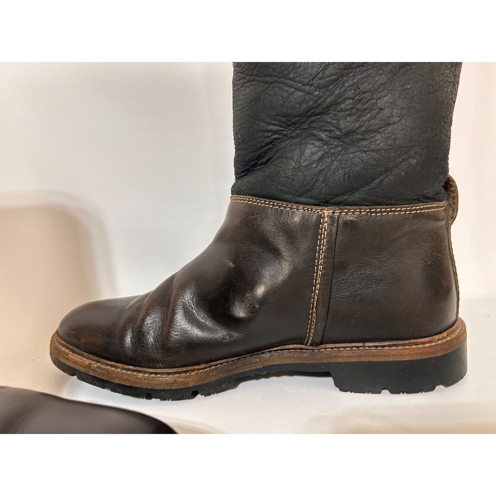 Vintage Manuela Pollini Shearling Boots Men Made Italy 42 USA Size 9 Vibram - Picture 8 of 11